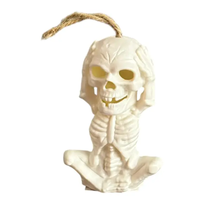 Caveira de Plástico de12cm com Luzes Decorção de Halloween - Imagem 1