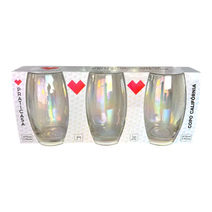 Conjundo com 3 Copos de Vidro Fruta-Cor Califórnia 475ML - PRATICASA - Imagem 2