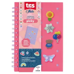 Caderno com Capa de Silicone Picky + Pin Holic 80 Folhas - Tris - Imagem 3