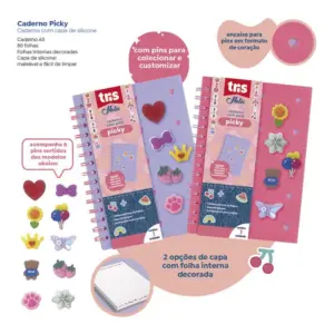 Caderno com Capa de Silicone Picky + Pin Holic 80 Folhas - Tris - Imagem 2