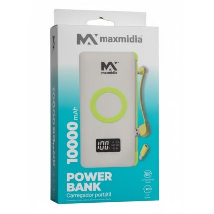 Power Bank / Carregador Portátil de 10000mAh com Mostrador Digital MAX-PB17 - Maxmidia