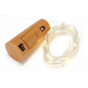 Luz Fio de Fada com 20 LED's Brancos Modelo Rolha a Pilha - 2 Metros