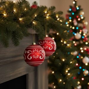 Enfeite Bola de Natal XMAS ARABESK Decorada de 16cm em Plástico - Wincy - Imagem 2