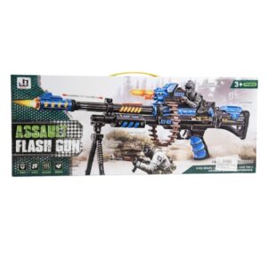 Brinquedo Arminha de Plástico de 68cm Assalt Flash Gun com Luzes e Som - MD Toys