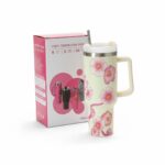 Copo Térmico em Inox de 1200ML com estampas Texturizadas e Canudo de Inox - Barbie